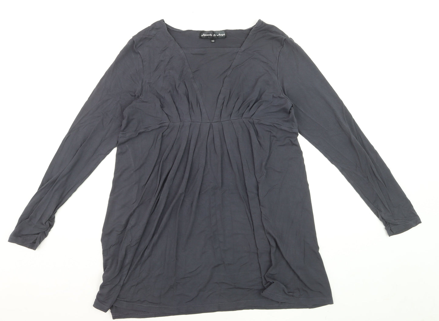 Amanda & Angel Women's Black Size 12 Long Sleeve Tunic Blouse