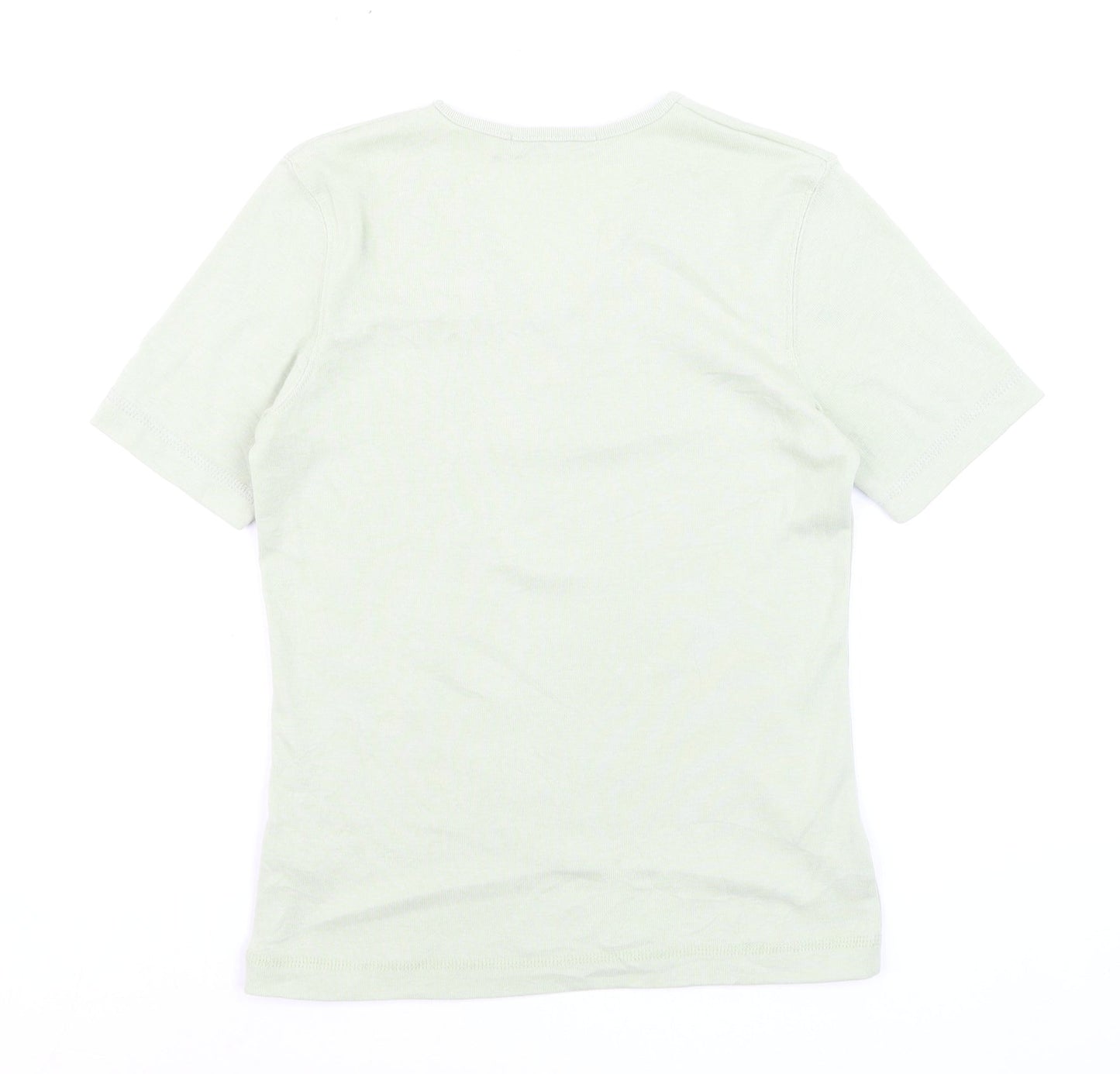Poppy Womens Green V-Neck Short Sleeve Basic T-Shirt Size 10