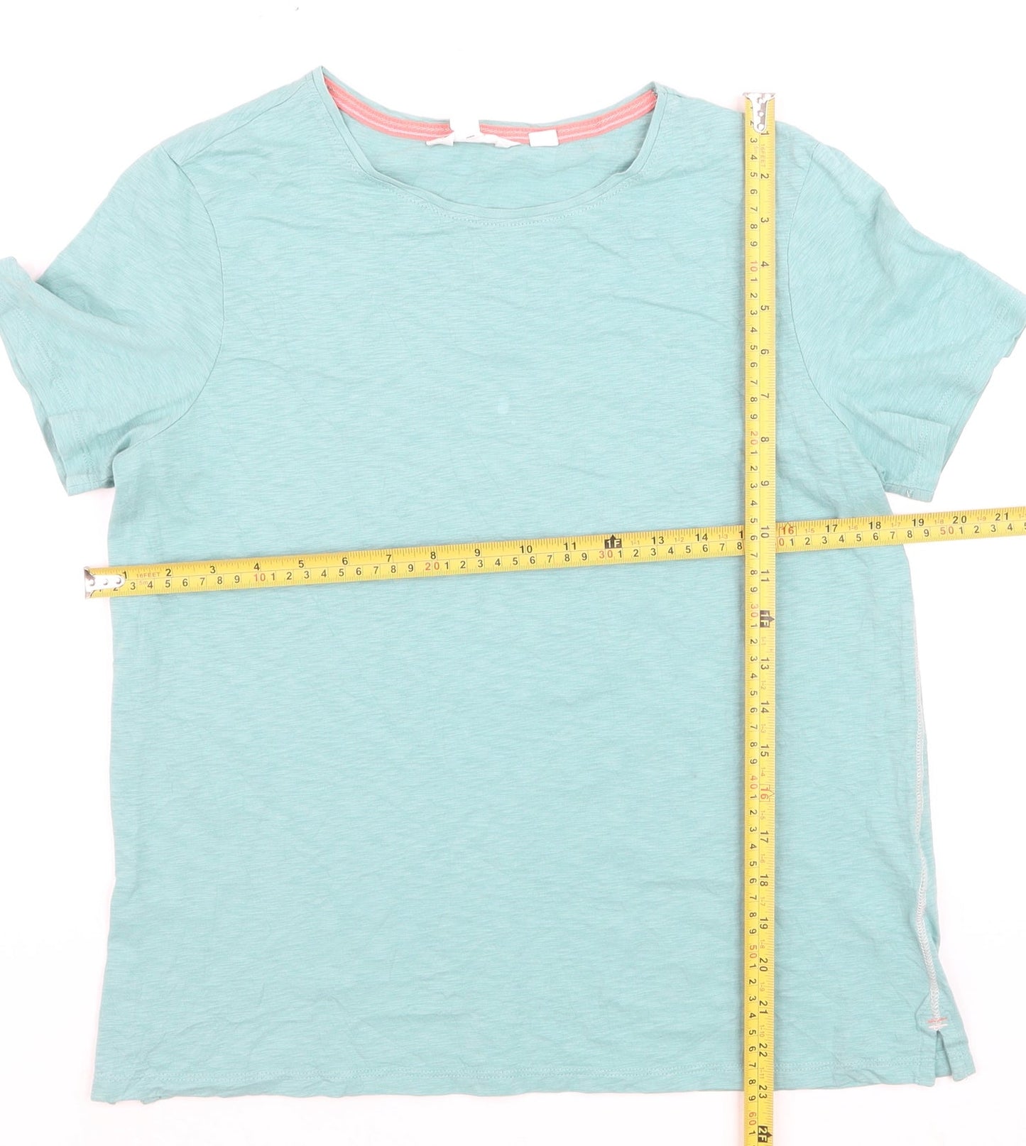 White Stuff Women's Blue Cotton Crew Neck Short Sleeve T-Shirt UK 12