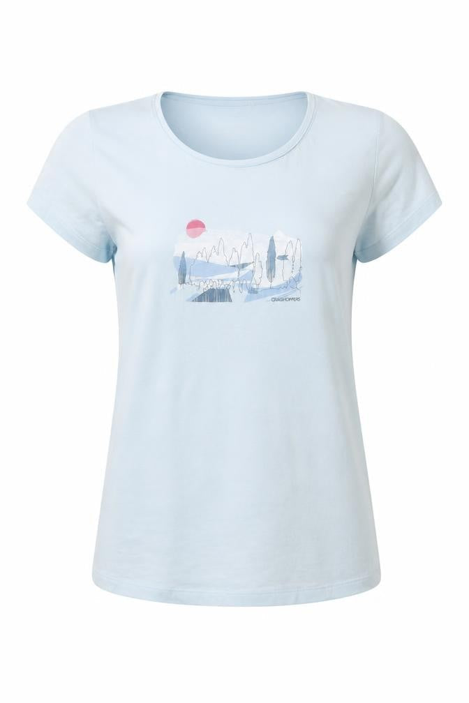Craghoppers Women Blue Cotton Short Sleeve Graphic T-Shirt Size 14