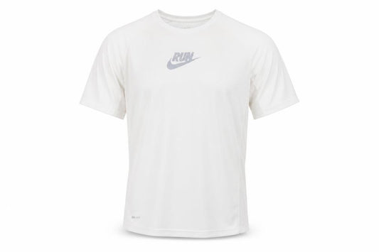 Nike Dri-Fit Men's White RUN Graphic Athletic T-Shirt Size M