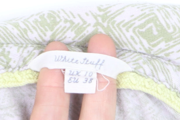 White Stuff Womens Green Collared Button-Up Linen Top Size 10