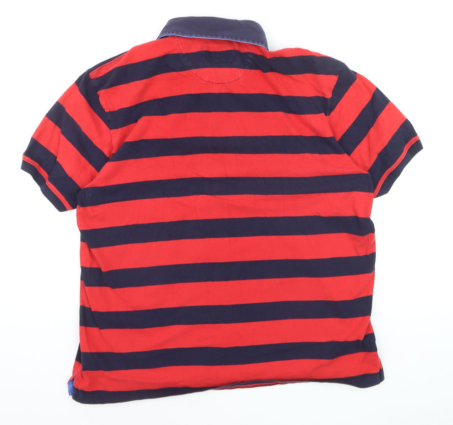 Marks and Spencer Blue Harbour Men's Red Navy Striped Polo L Regular Fit