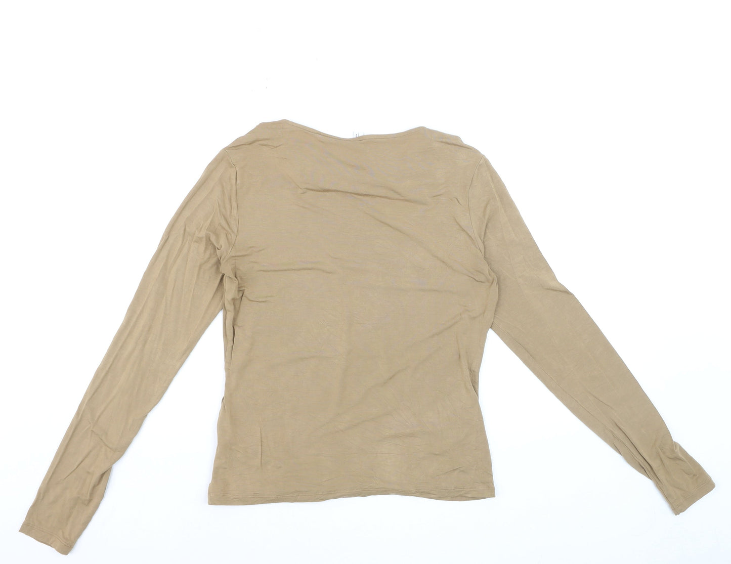 & Other Stories Women's Beige Cowl Neck Long Sleeve Jersey Blouse Size 10