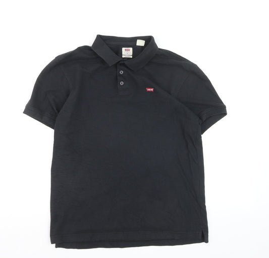 Levi's Men's Black Cotton Polo Shirt M Regular Fit