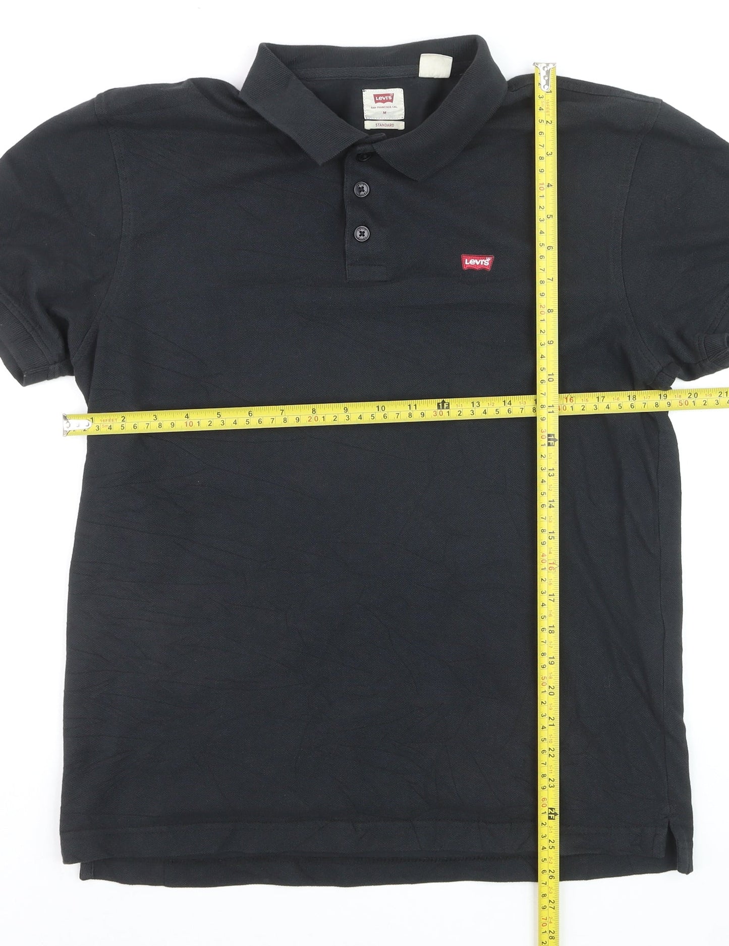 Levi's Men's Black Cotton Polo Shirt M Regular Fit