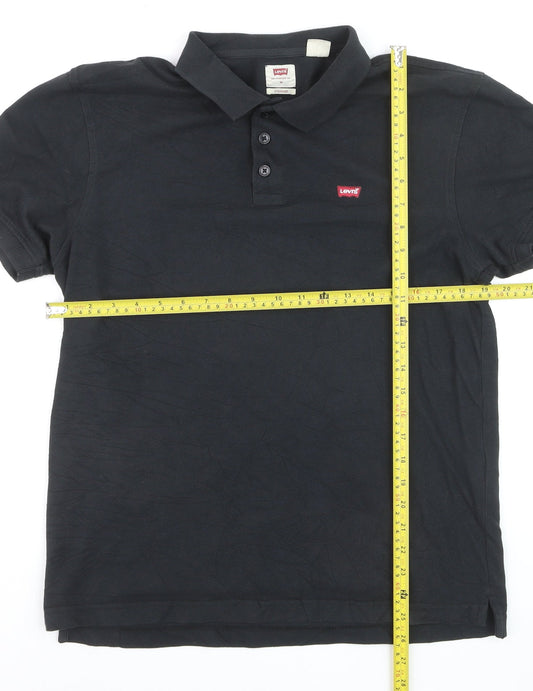 Levi's Men's Black Cotton Polo Shirt M Regular Fit