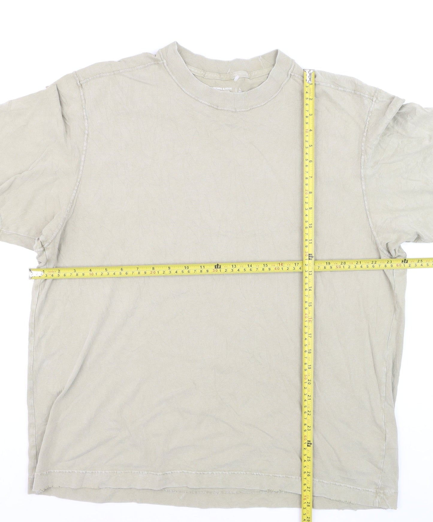 Abercrombie & Fitch Men's Beige Crew Neck Cotton T-Shirt Large