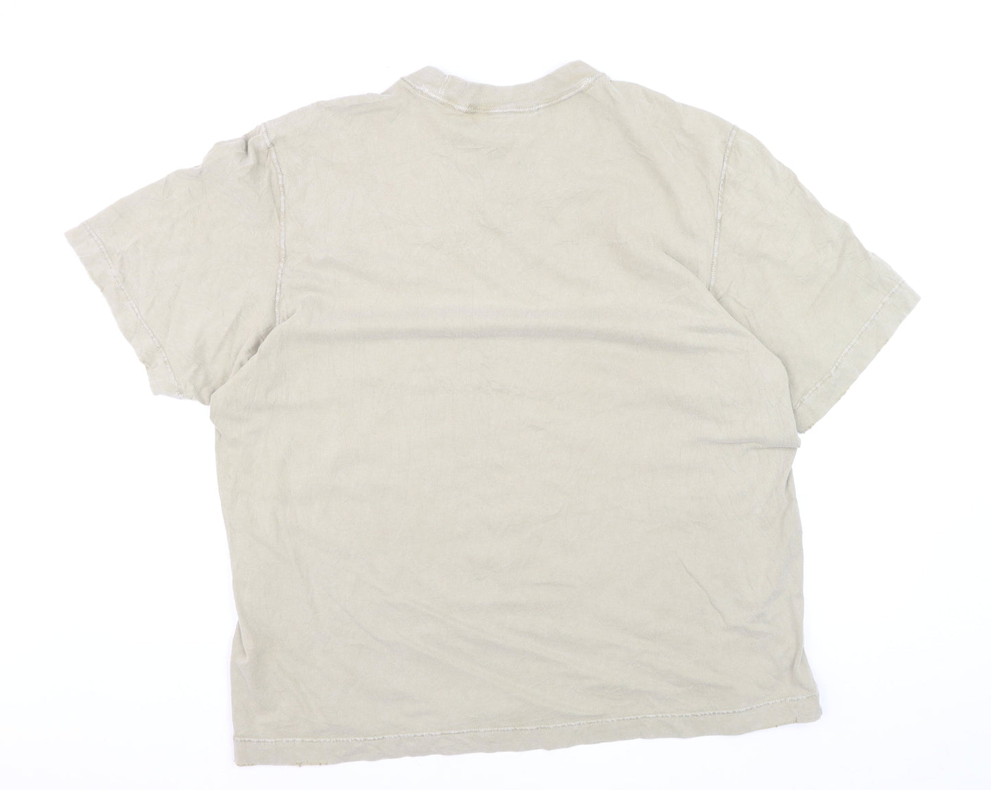 Abercrombie & Fitch Men's Beige Crew Neck Cotton T-Shirt Large