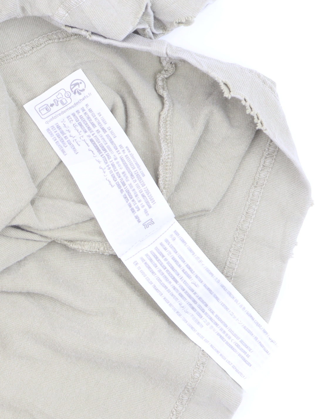 Abercrombie & Fitch Men's Beige Crew Neck Cotton T-Shirt Large