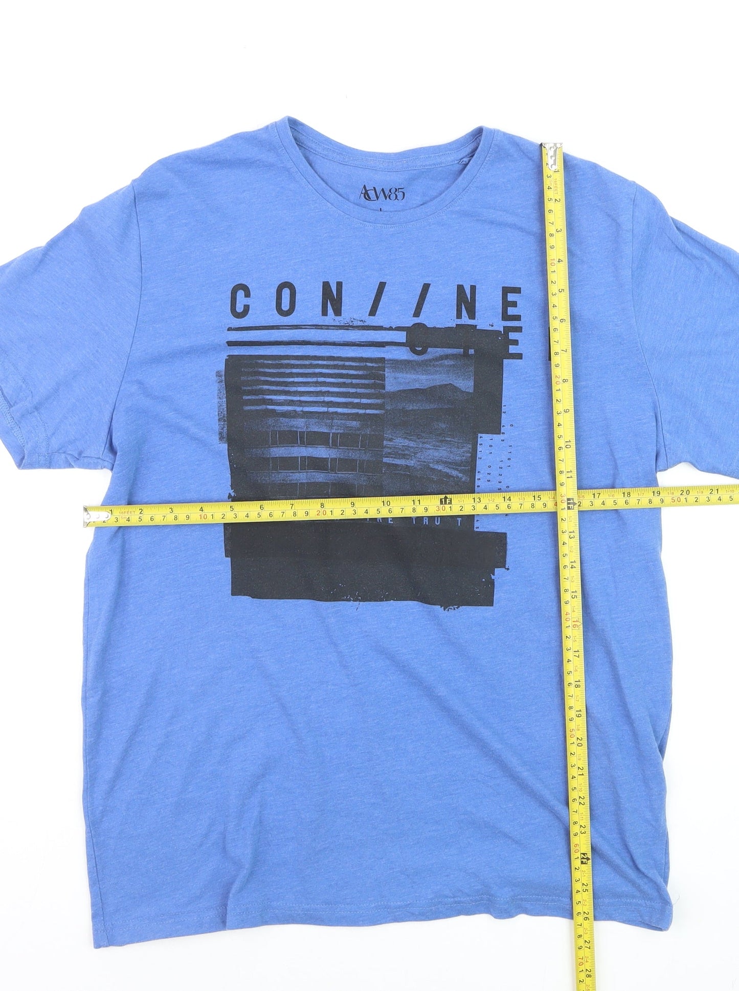 A&W85 Men's Blue Graphic Print Crew Neck T-Shirt Size L