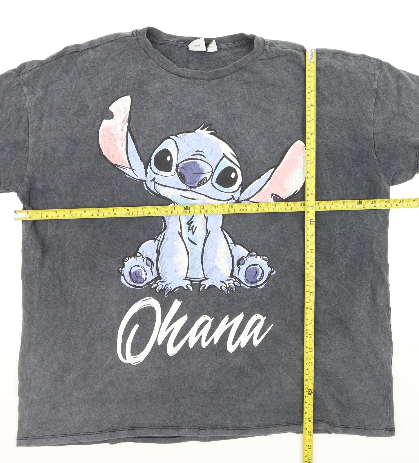 Disney Women’s Grey Ohana Stitch Graphic T-Shirt XL Cotton Casual