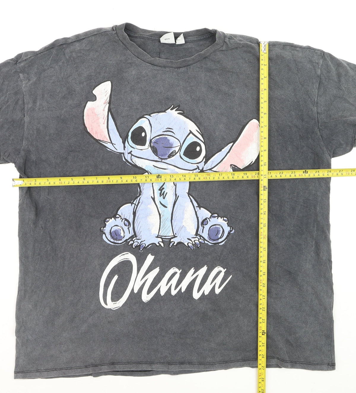 Back view of Disney Women’s Grey Ohana Stitch Graphic T-Shirt XL Cotton Casual