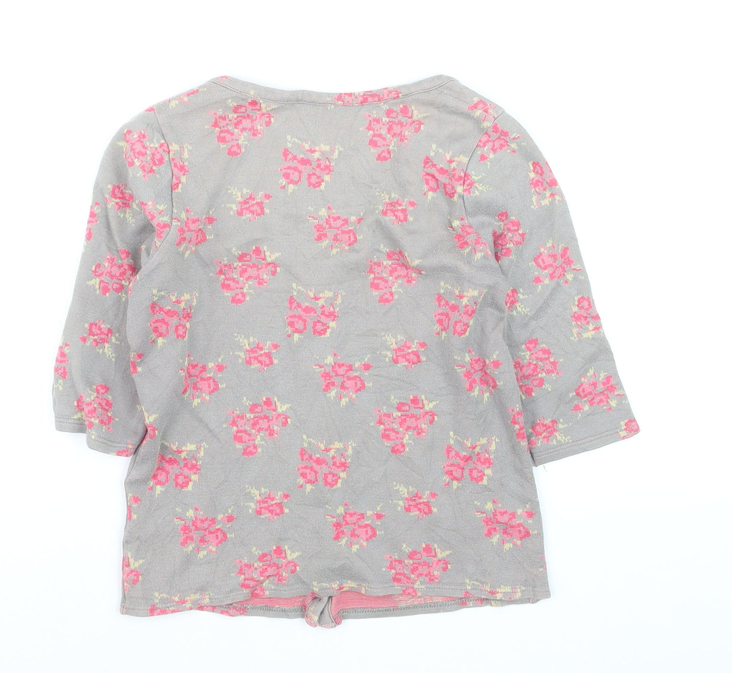 Topshop Women's Grey Floral Button-Up Crop Top Size 10