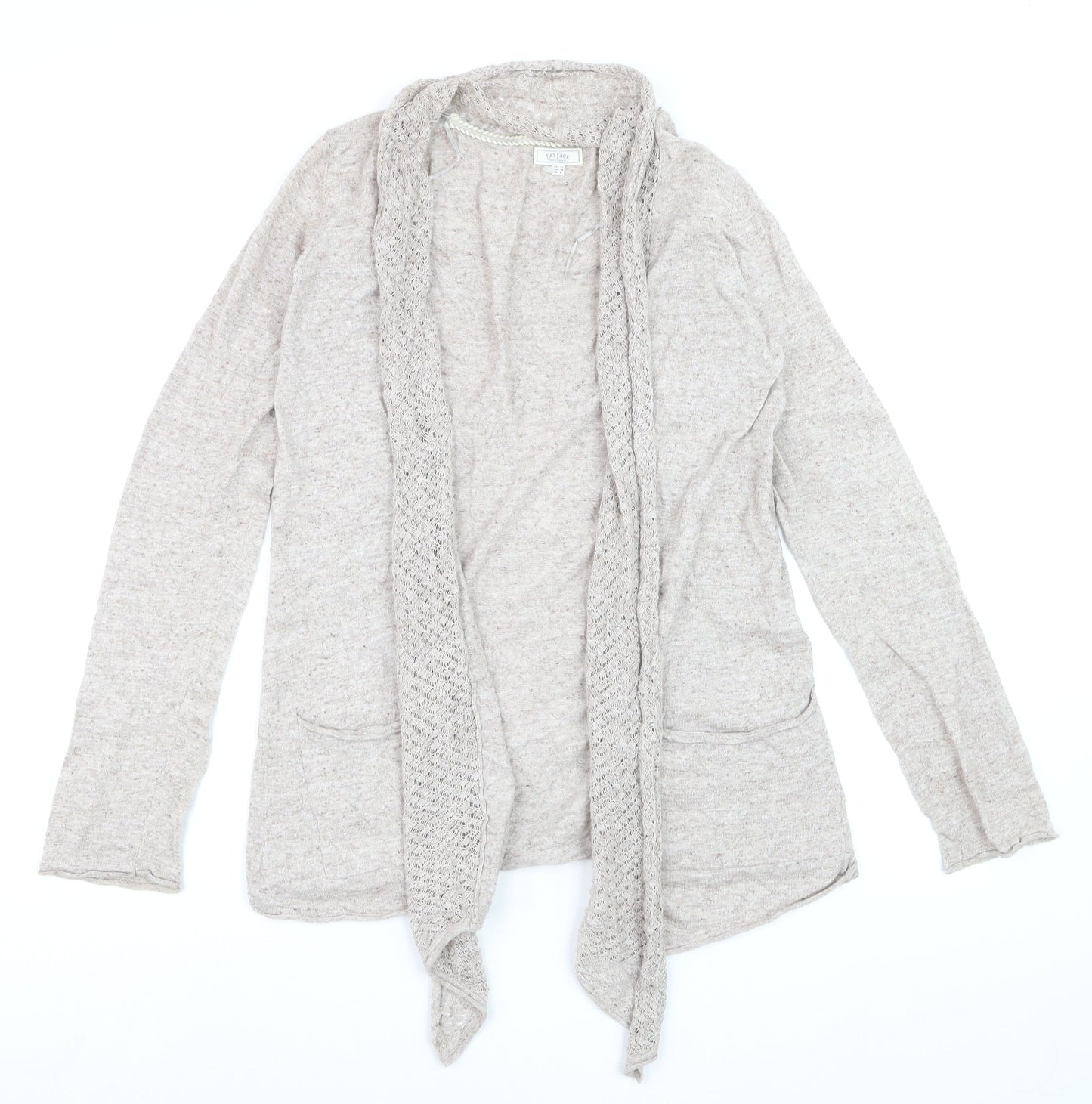 Fat Face Women’s Beige Open Knit Long Sleeve Cardigan Size 10