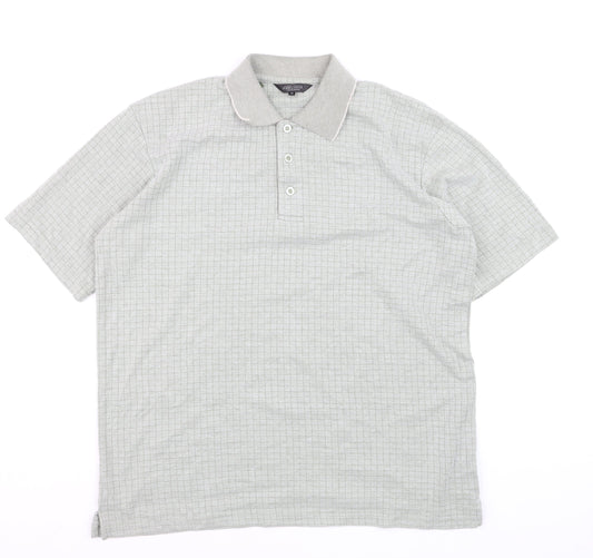 John Curtis Men’s Grey Check Polo Shirt Size M Classic Fit