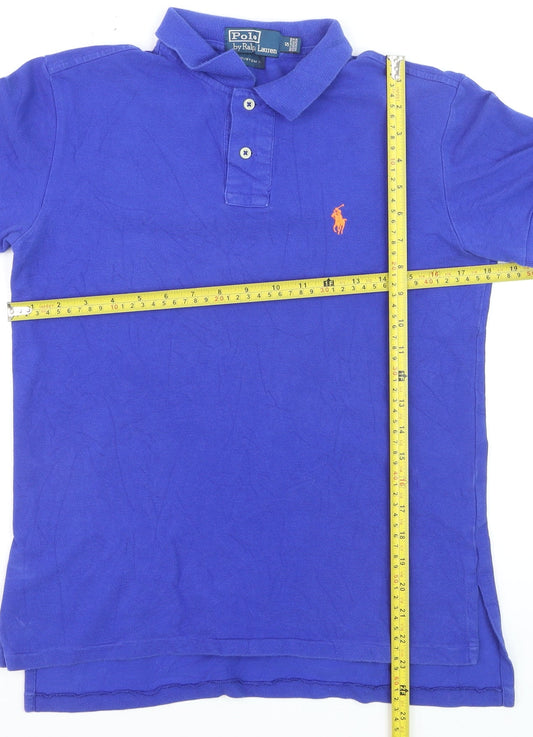 Ralph Lauren Men's Blue Custom Fit Cotton Short Sleeve Polo Shirt S