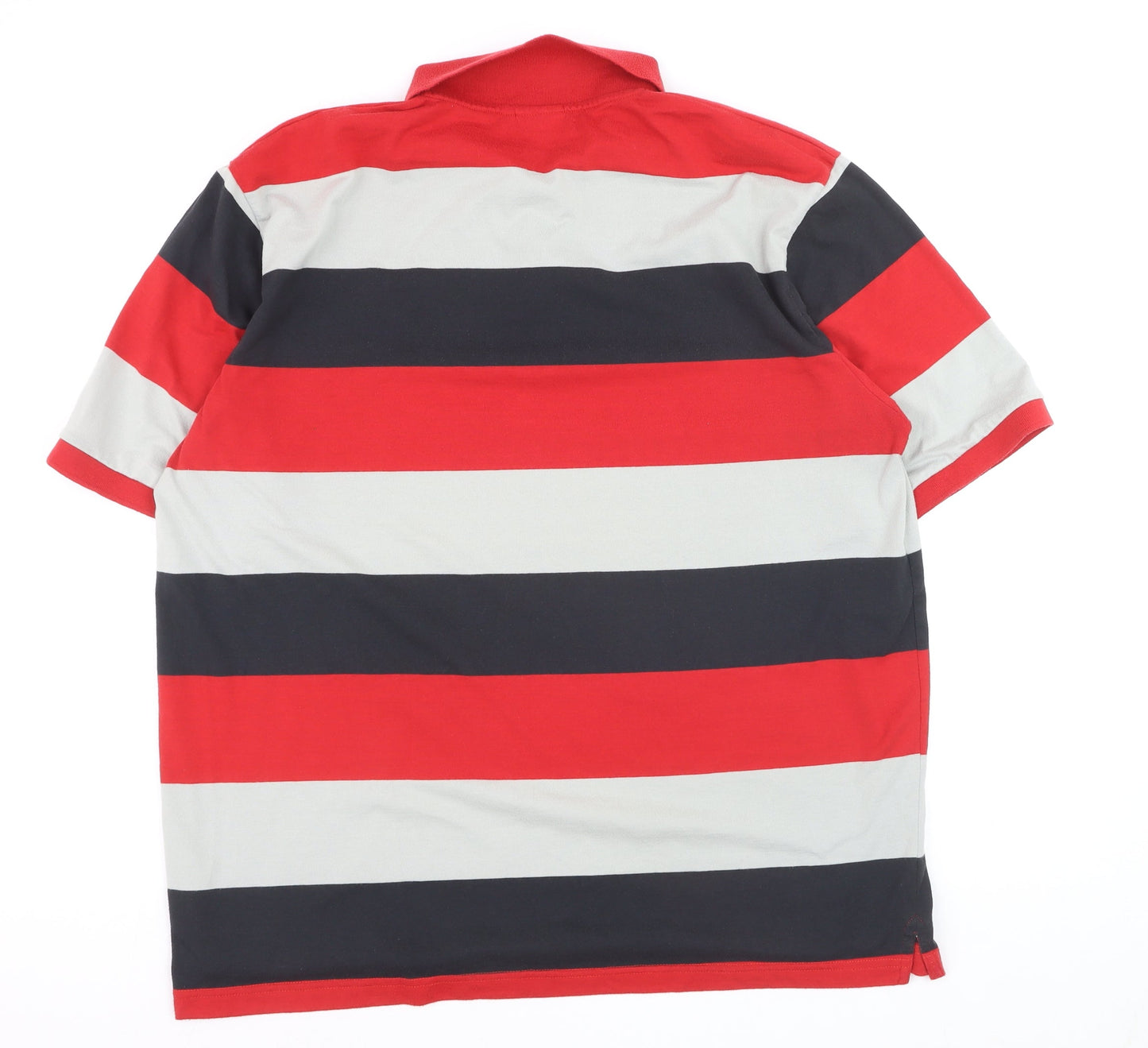 Forest Men's Red Black Grey Striped 3XL Polo Shirt