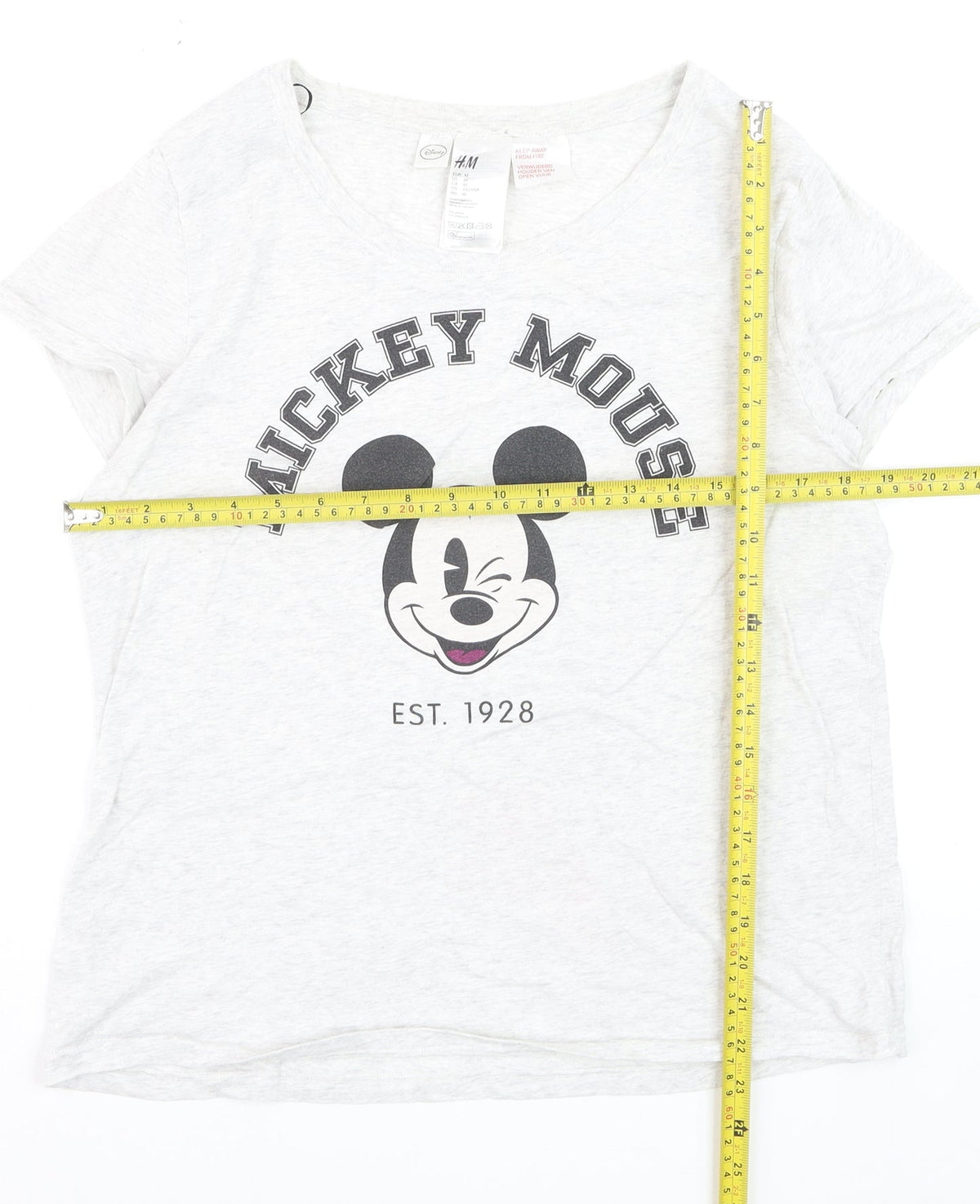 H&M Women’s White Mickey Mouse Cotton T-Shirt Size 12