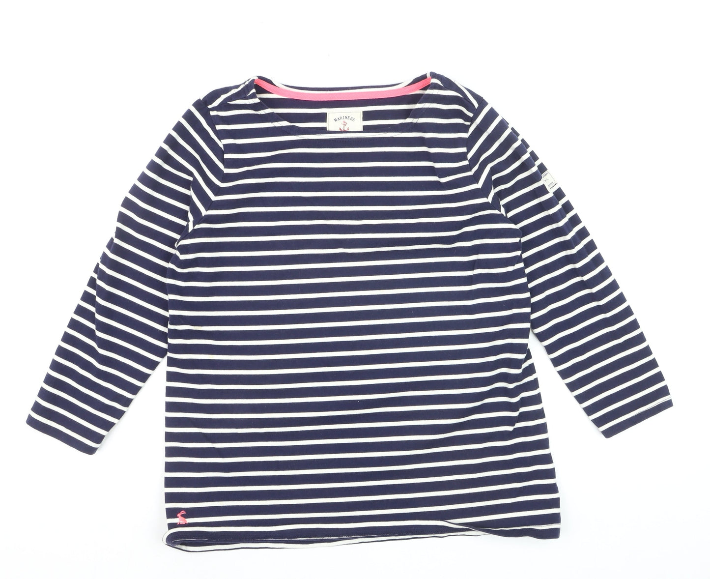 Joules Women Blue Striped Long Sleeve Cotton Nautical Top Size 14