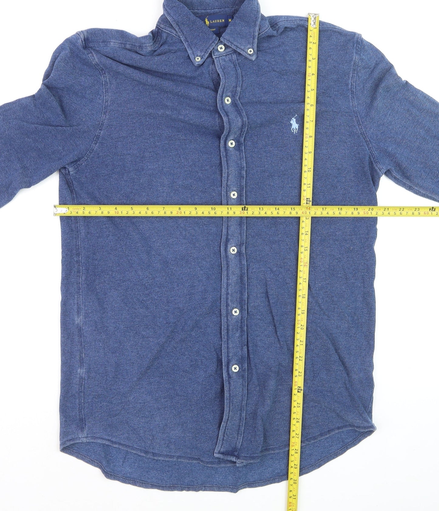 Ralph Lauren Men's Blue Cotton Button-Down Long Sleeve Shirt M