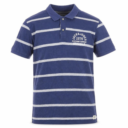 Jack & Jones Men's Blue Striped 2XL Polo Shirt Regular Fit