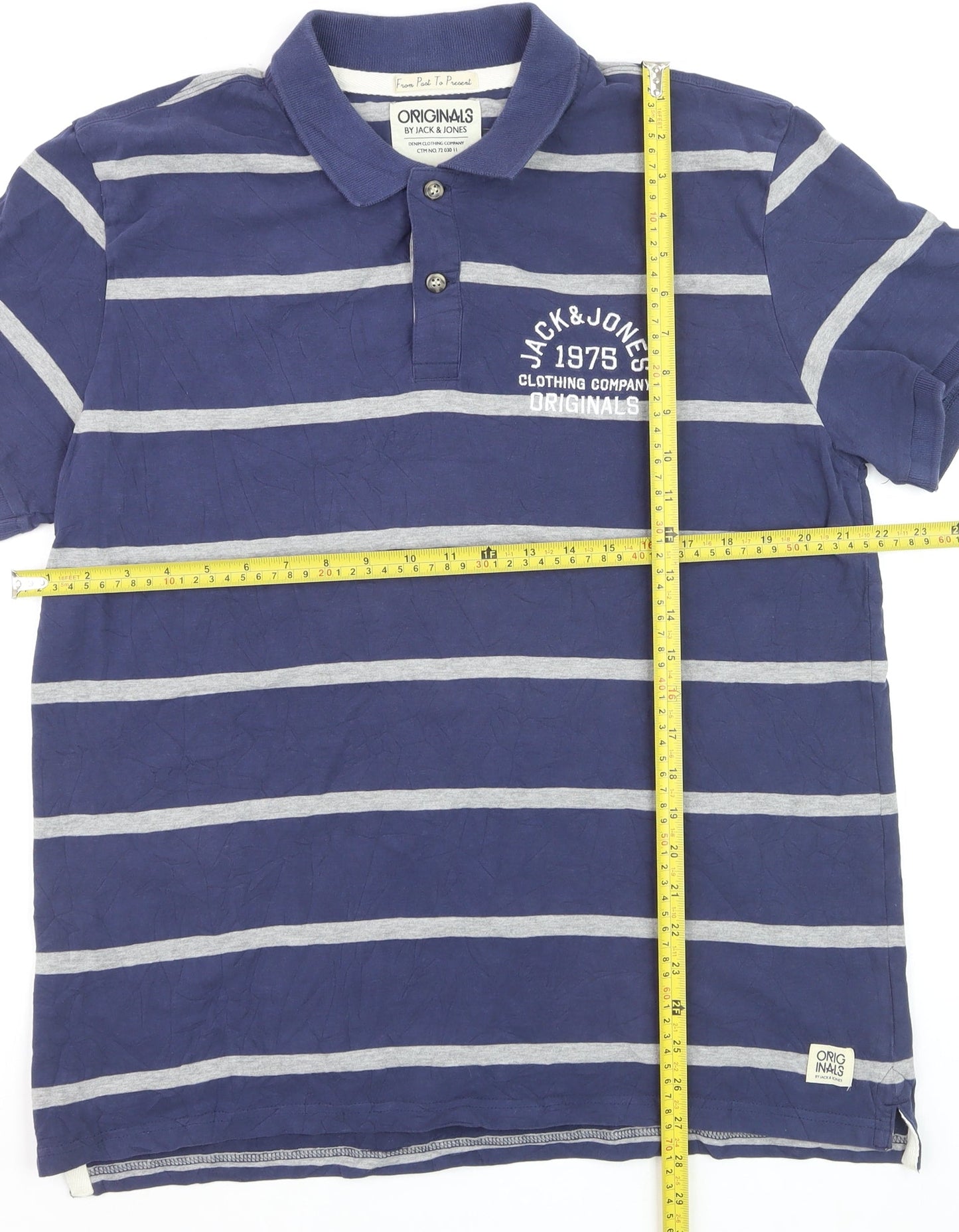 Jack & Jones Men's Blue Striped 2XL Polo Shirt Regular Fit