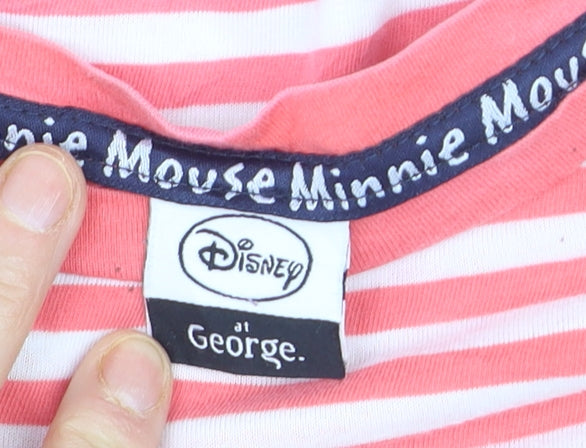Disney at George Women Pink Striped Minnie Mouse T-Shirt Size 14
