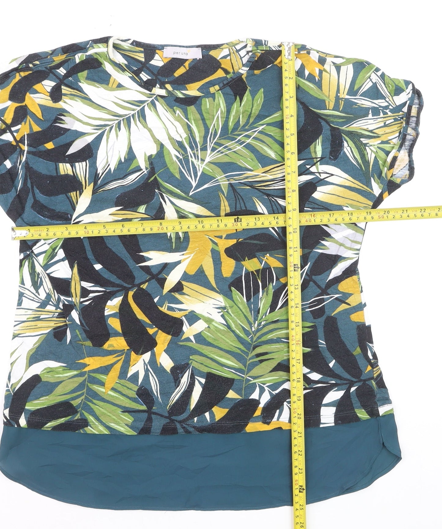Marks and Spencer Per Una Womens Multicoloured Size 12 Floral Short Sleeve T-Shirt