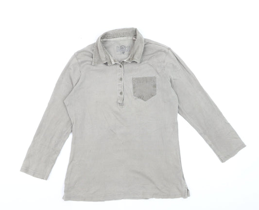 Fat Face Men's Grey 3/4 Sleeve Cotton Polo Shirt Size M