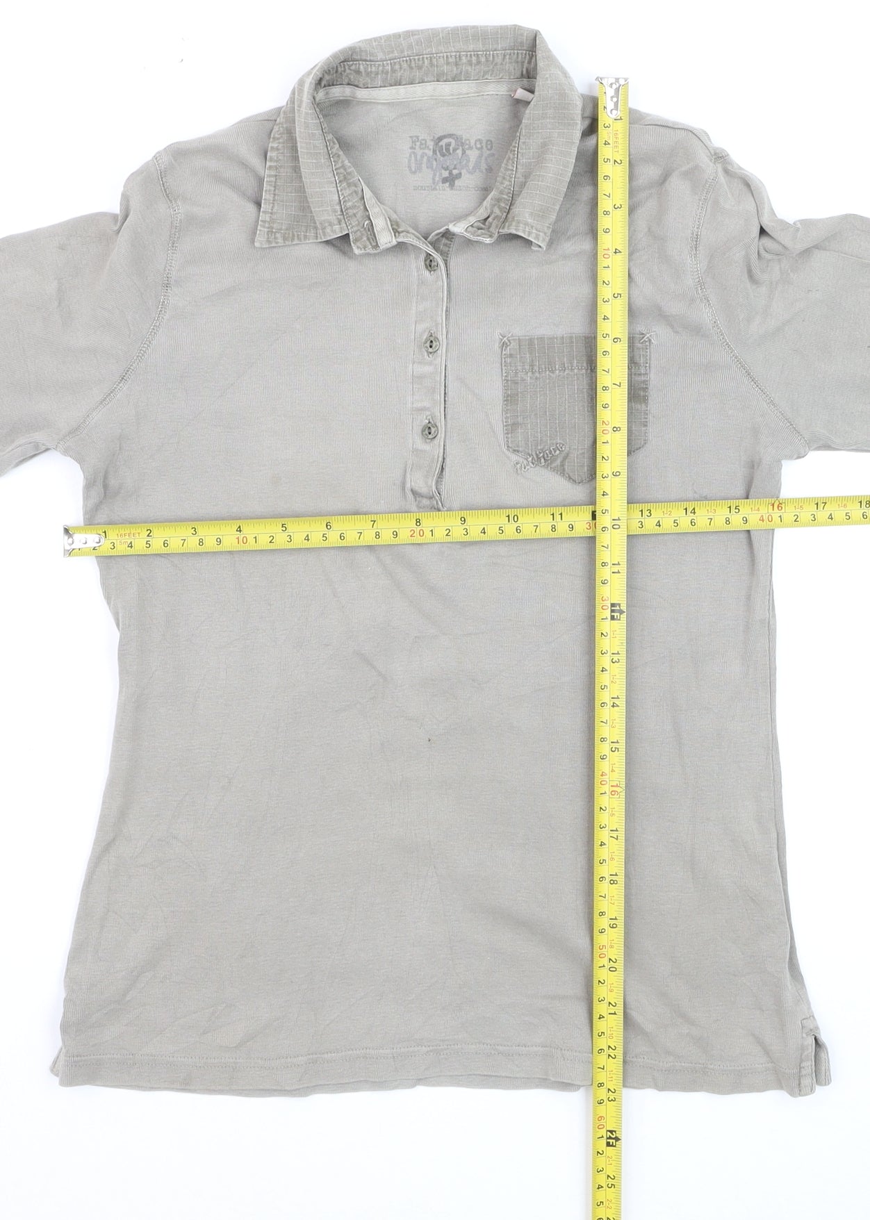 Fat Face Men's Grey 3/4 Sleeve Cotton Polo Shirt Size M