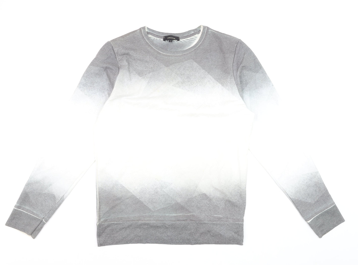 River Island Men's Grey Ombre Geometric Pullover Sweatshirt M