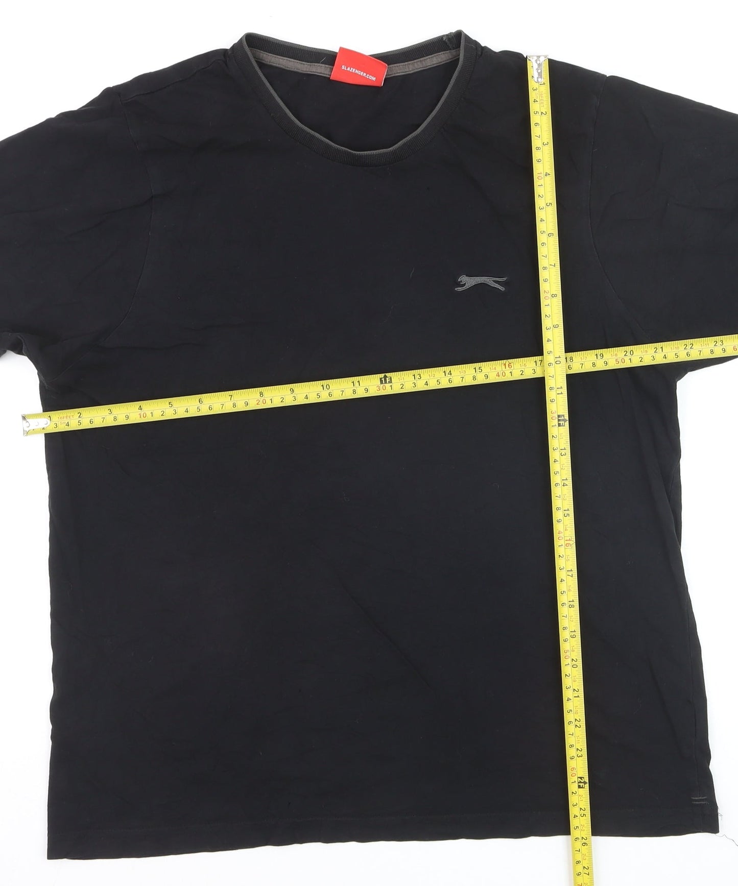 Slazenger Men's Black Crew Neck Cotton T-Shirt Size L