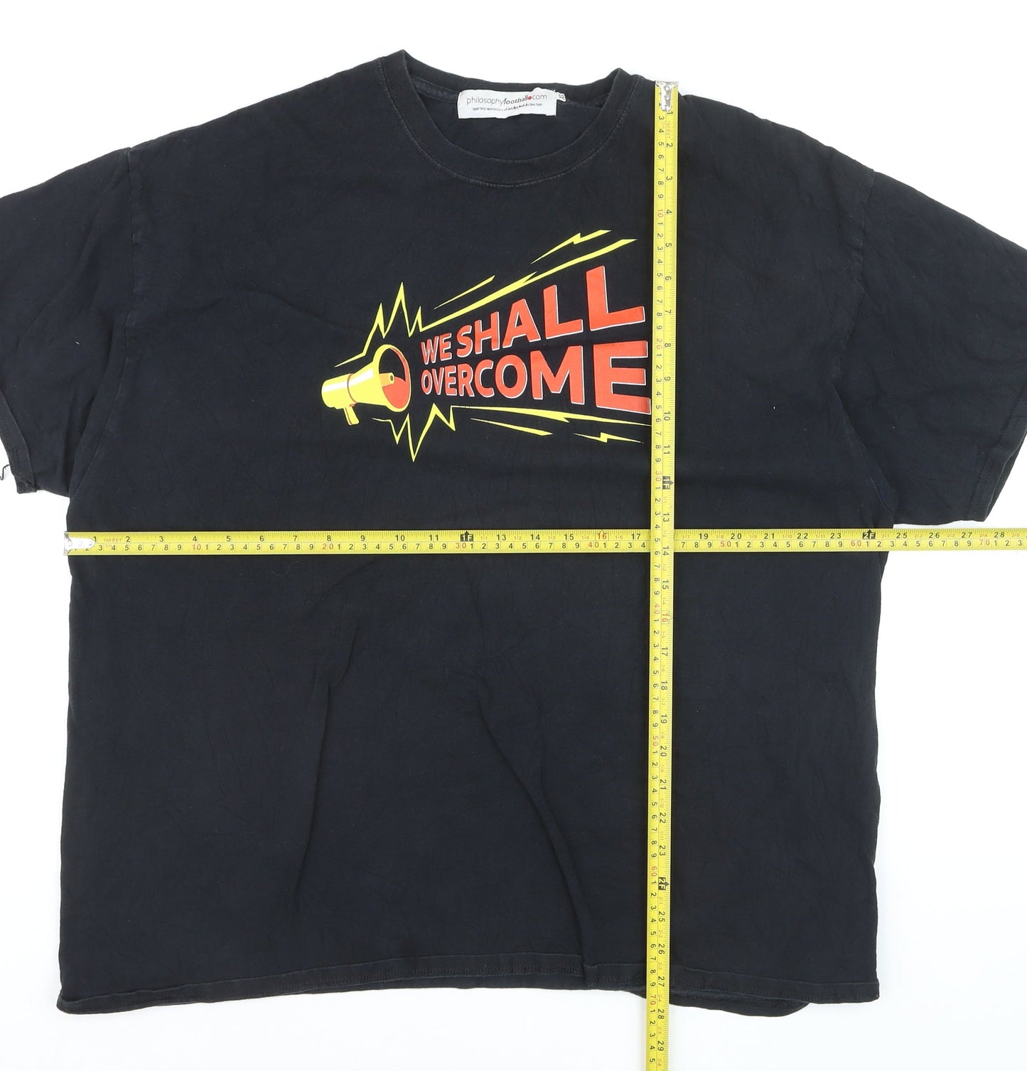 Philosophy Football Men's Black Graphic T-Shirt XXL We Shall Overcome