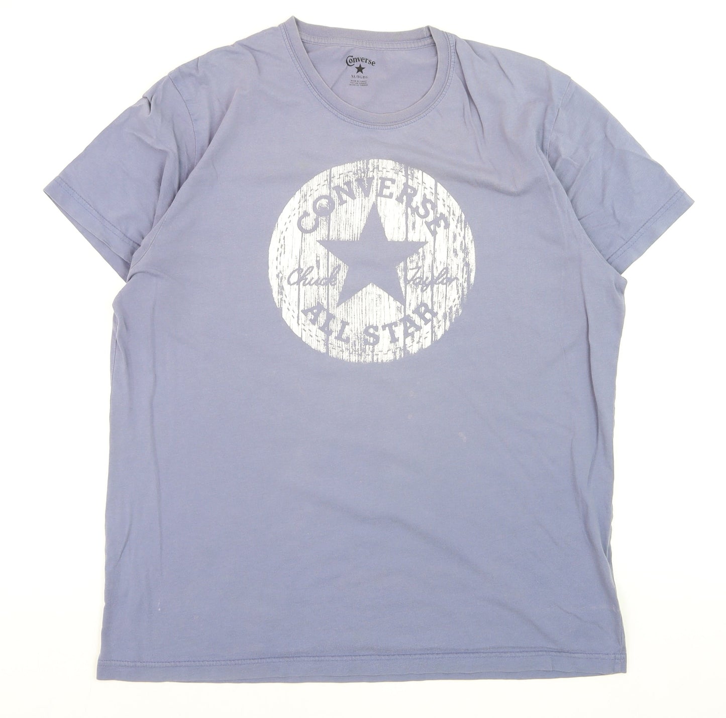 Converse Men's Blue Short Sleeve Crew Neck Graphic T-Shirt XL