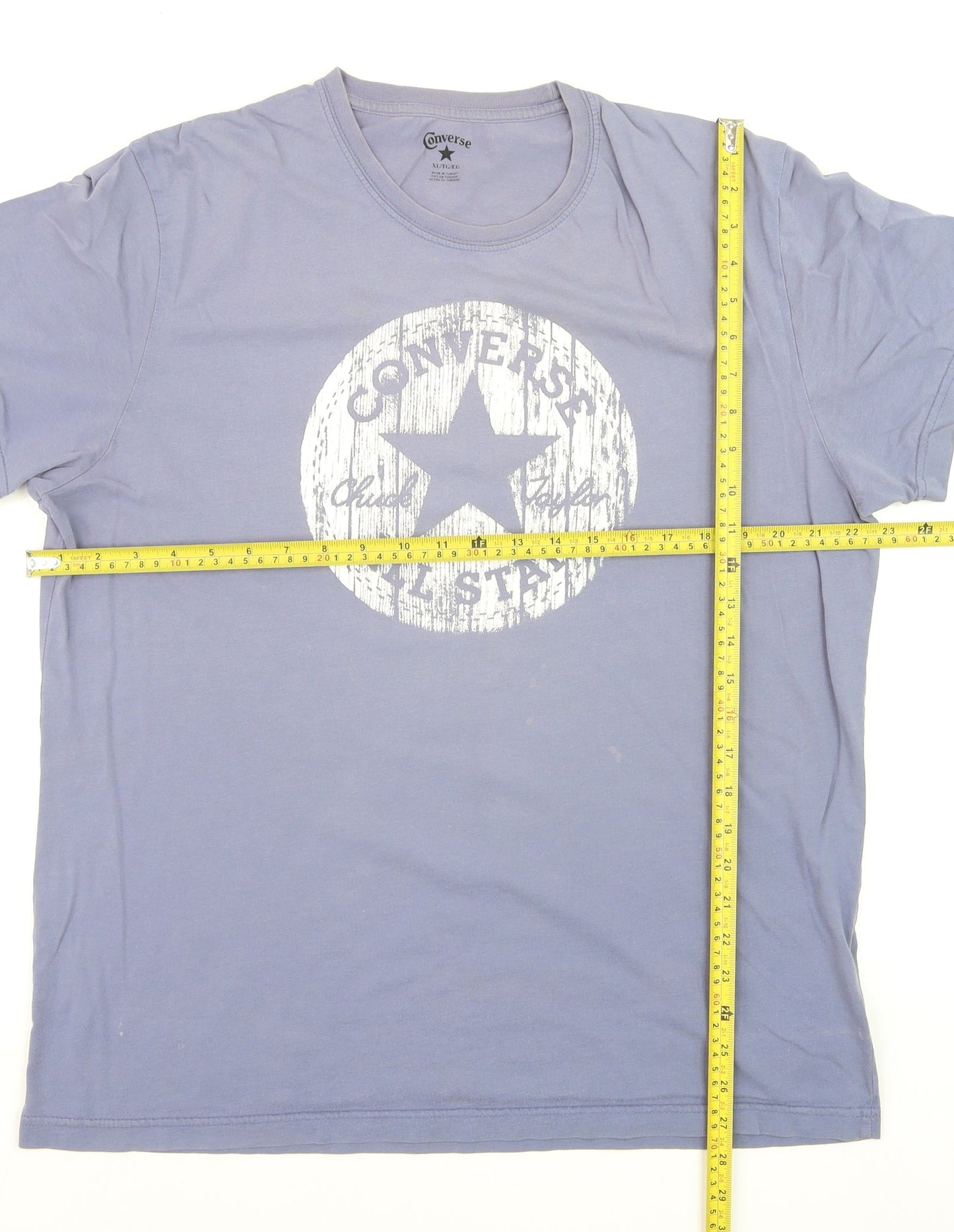 Converse Men's Blue Short Sleeve Crew Neck Graphic T-Shirt XL