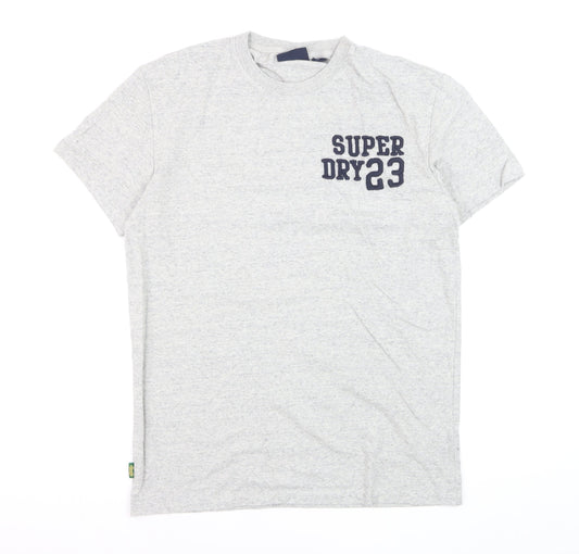 Superdry Men's Grey Crew Neck Cotton Sports T-Shirt Size M