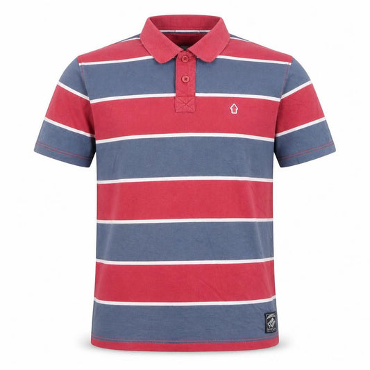 Criminal Damage Men's Multicoloured Striped Cotton Polo Shirt Size L