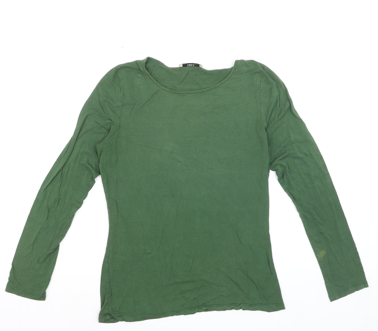 Oasis Women’s Green Long Sleeve Cotton Basic T-Shirt M