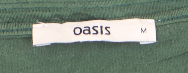 Oasis Women’s Green Long Sleeve Cotton Basic T-Shirt M