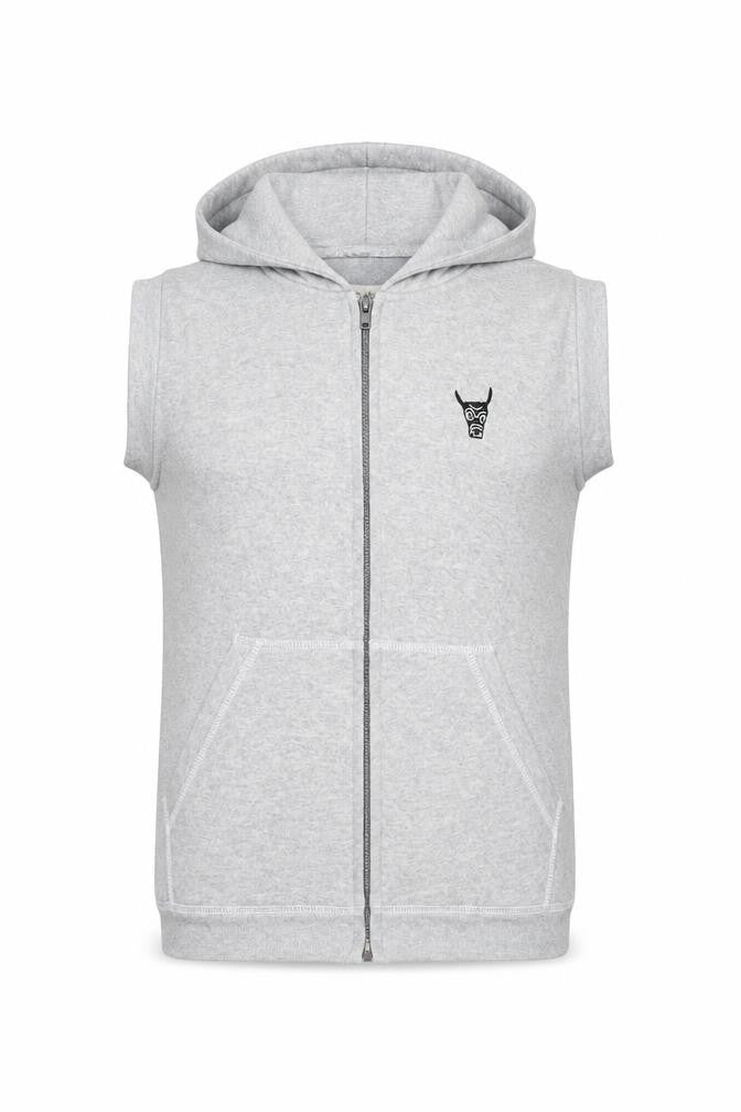 Ushiwear Men’s Grey Sleeveless Full Zip Hoodie S Lightweight