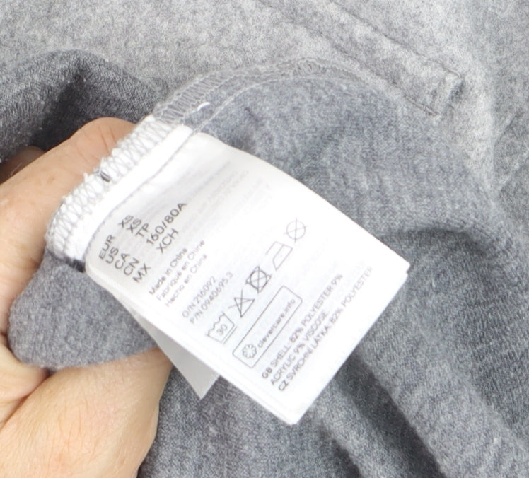 H&M Men's Grey Button-Up Fleece Overshirt XS Regular Fit