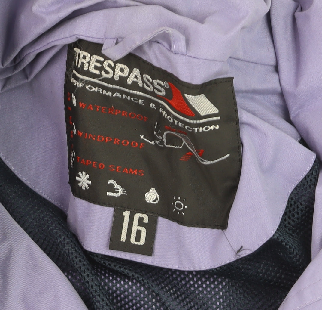 Trespass Womens Purple Waterproof Windproof Hooded Rain Jacket Size 16