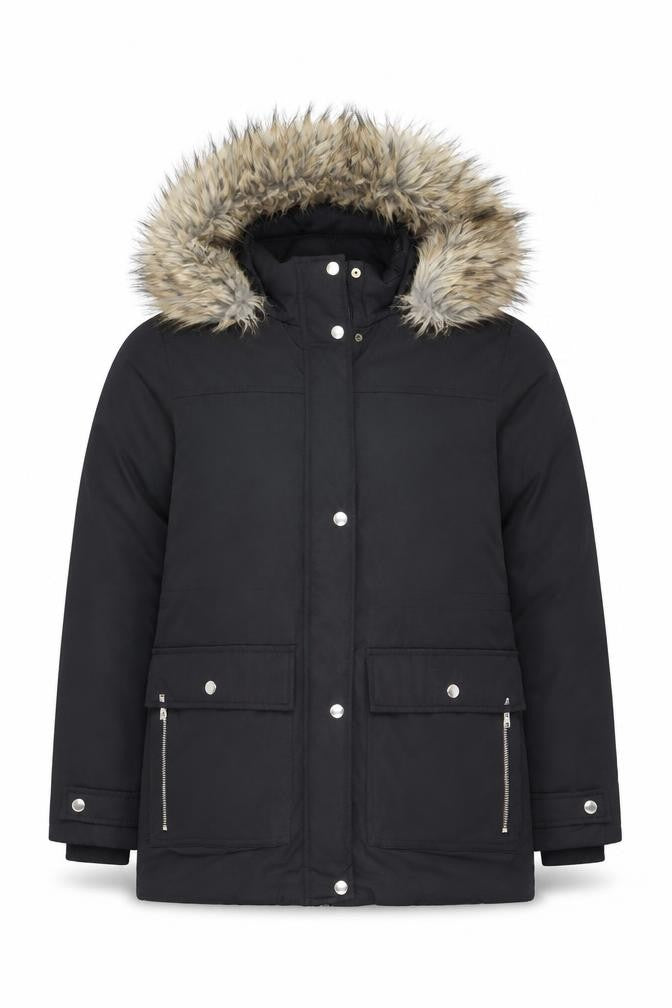 Topshop Mens Black M Padded Faux Fur Hooded Parka Jacket