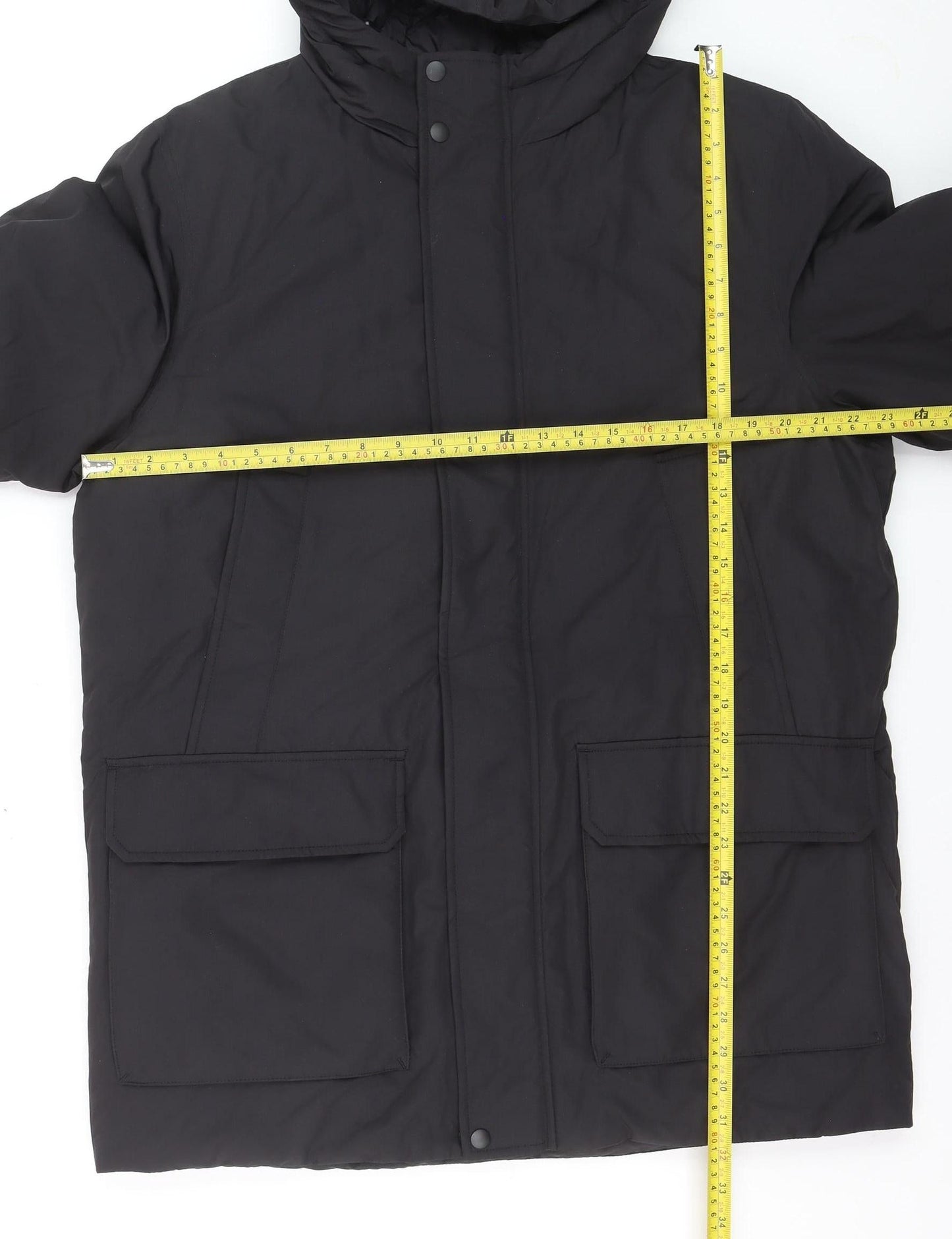 Marks and Spencer Men's Black M Regular Hooded Parka Coat