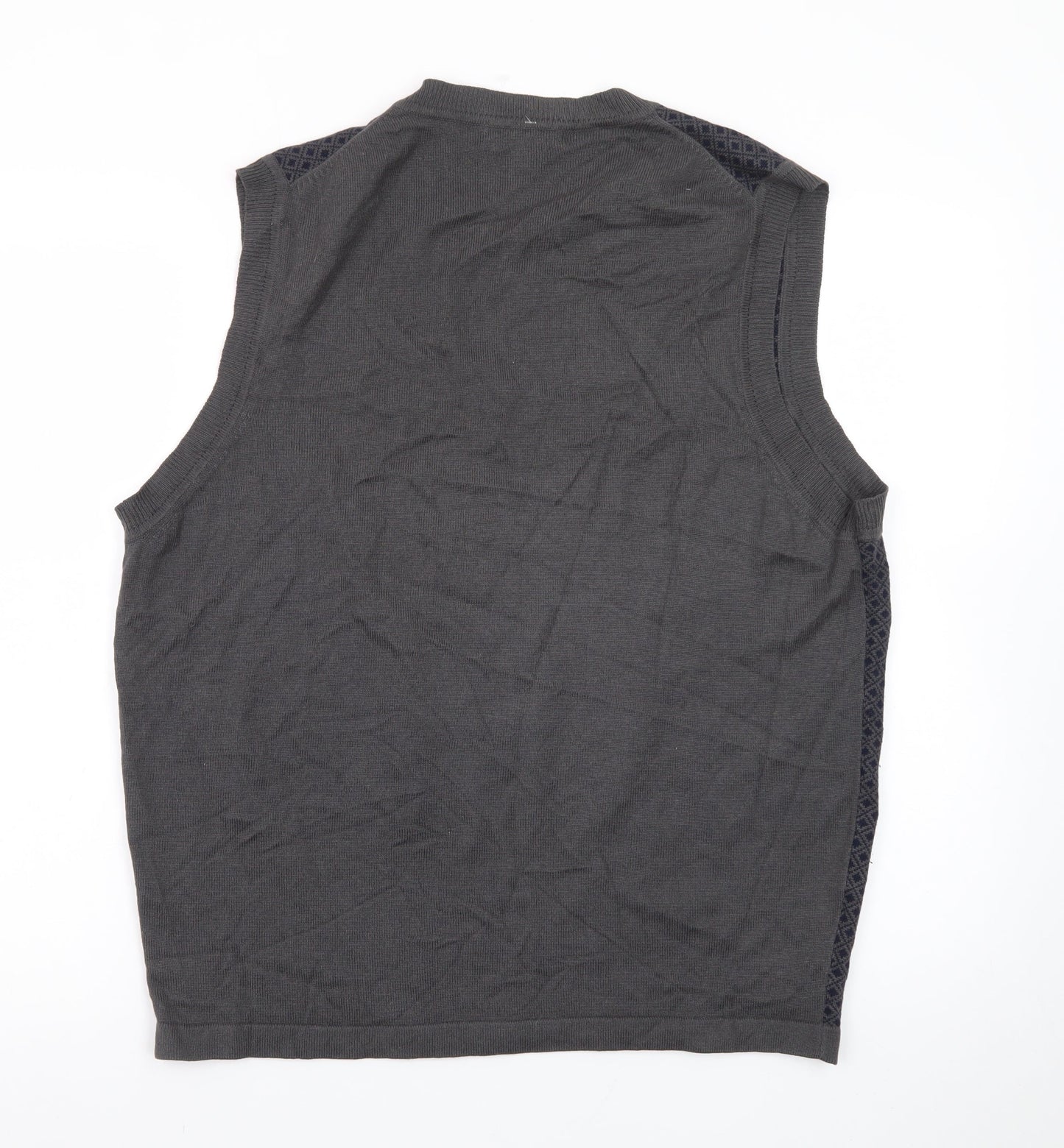 WinterSilks Men's Grey Silk Cashmere V-Neck Sleeveless Vest L