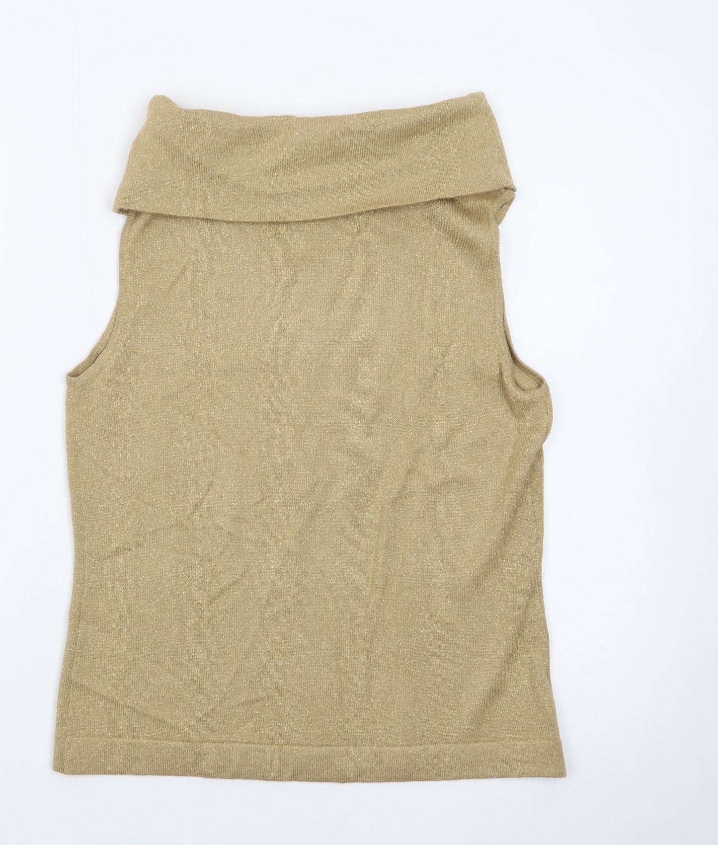 Ann Taylor LOFT Womens Beige Sleeveless Cowl Neck Wool Blend Jumper M