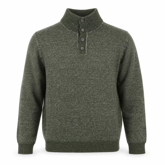 GAP Men's Green Wool Blend Henley Jumper Size L Mock Neck