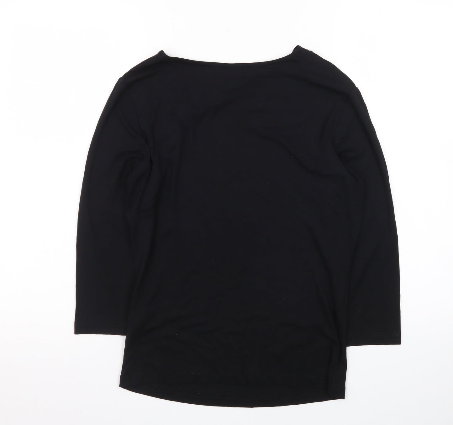Marks and Spencer Women’s Black Size 12 Boat Neck 3/4 Sleeve Cotton Top