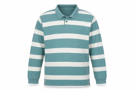 Guise Men's Blue Striped Long Sleeve Polo Shirt XL Cotton